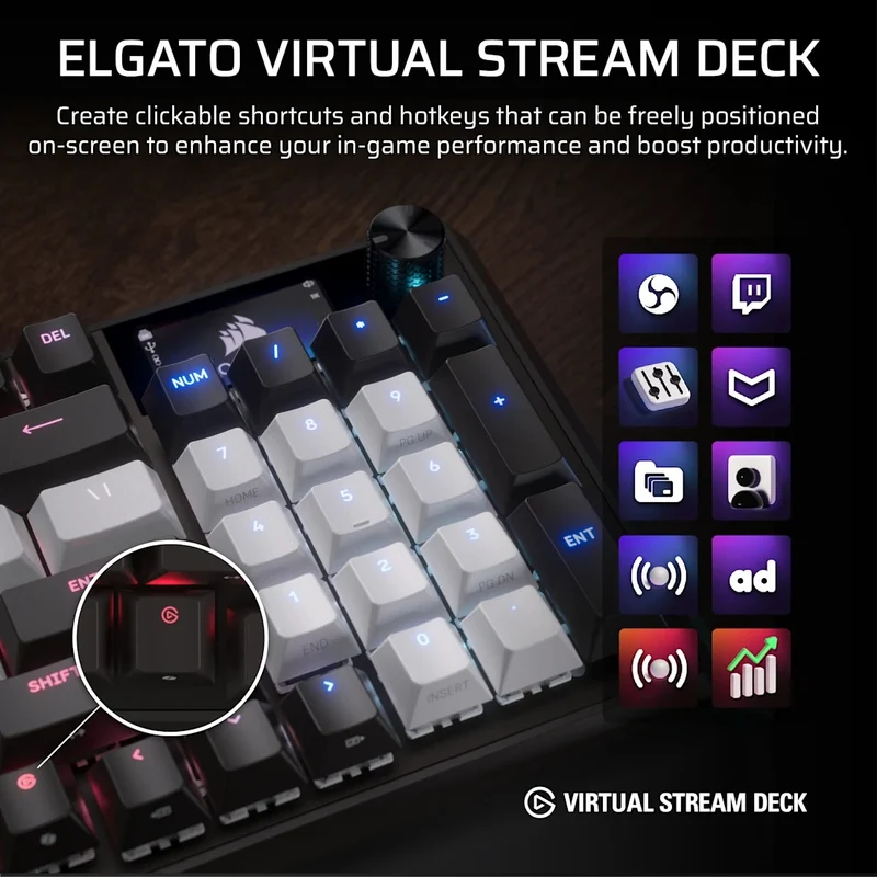 Corsair Vanguard 96 Mechanical Gaming Keyboard with Wobble-Free Hot-Swappable MLX Pulse Switches (Black/White) (CH-91E921I-NA)