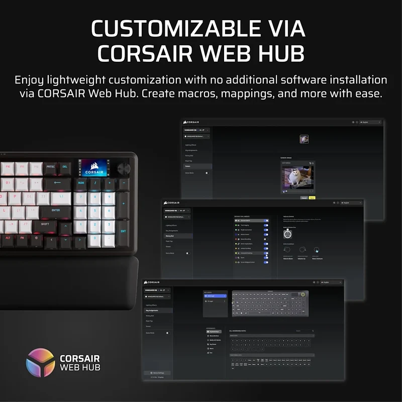 Corsair Vanguard 96 Mechanical Gaming Keyboard with Wobble-Free Hot-Swappable MLX Pulse Switches (Black/White) (CH-91E921I-NA)
