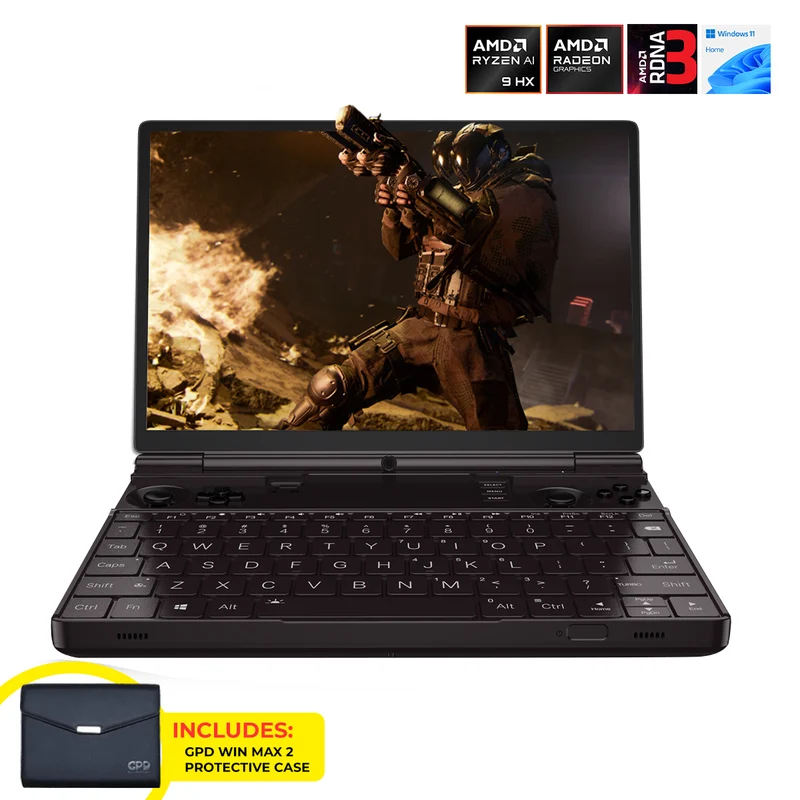 GPD Win Max 2 2025 AMD Ryzen AI 9 HX 370 10.1" WQXGA (2560X1600) IPS 32GB RAM LPDDR5X-7500MT/S 2TB SSD AMD Radeon 890M Graphics (RDNA3.5) Windows 11 Handheld Gaming PC + GPD Win Max 2 Protective Case