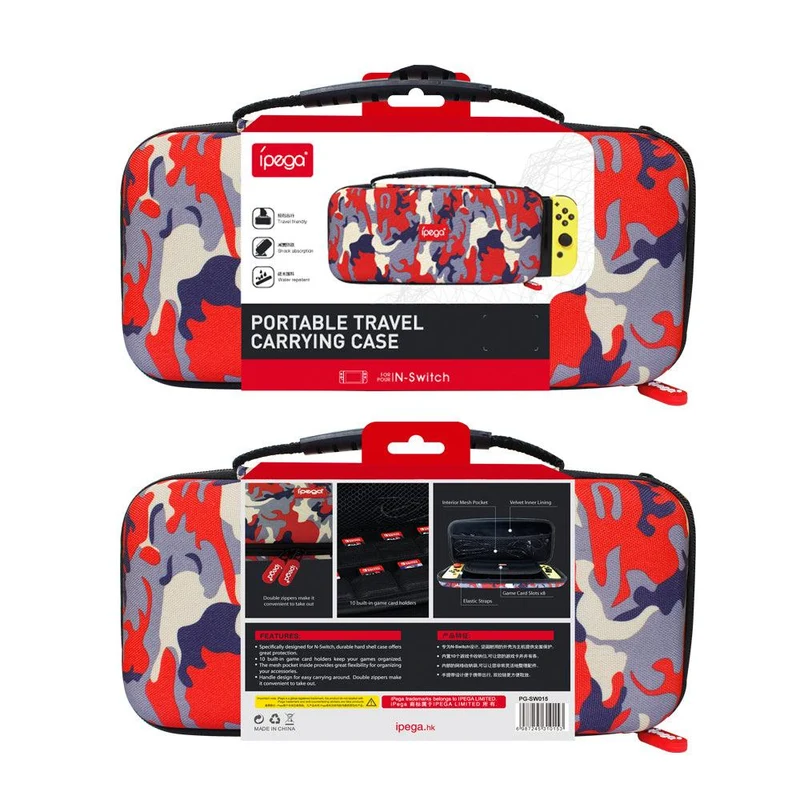 IPEGA PORTABLE TRAVEL CARRYING CASE RED CAMOUFLAGE FOR N-SWITCH (PG-SW015)