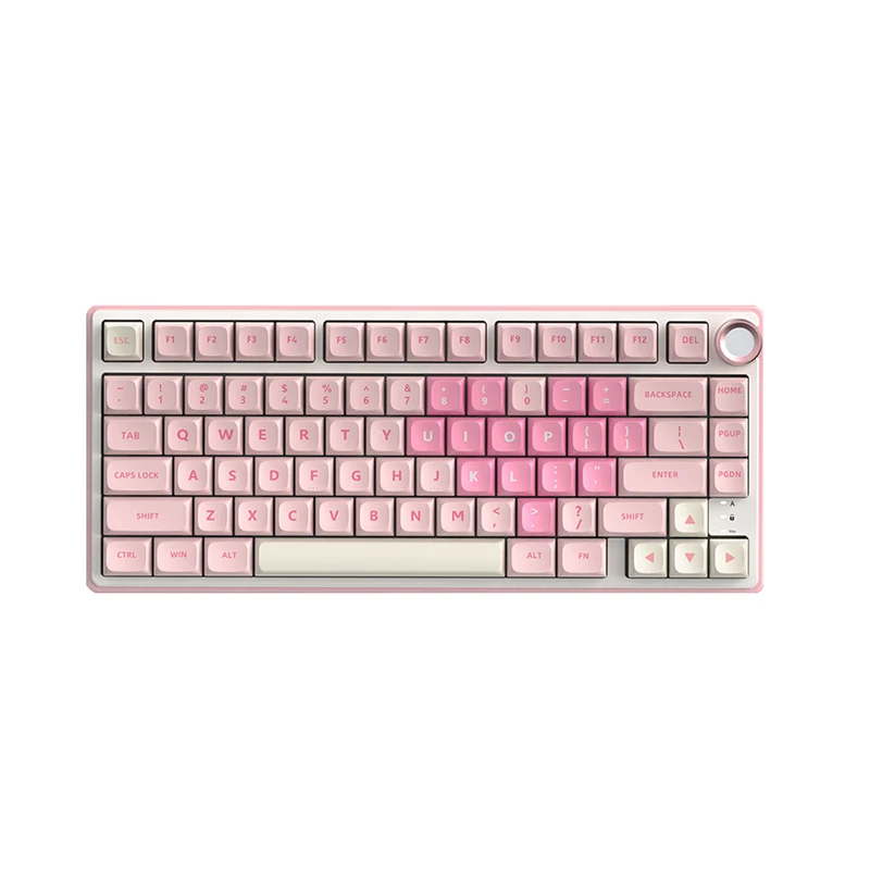 Royal Kludge R75 QMK Single-Mode RGB 81 Keys Hot-Swappable Mechanical Keyboard Pink Melody (Cream, Beige Switch)