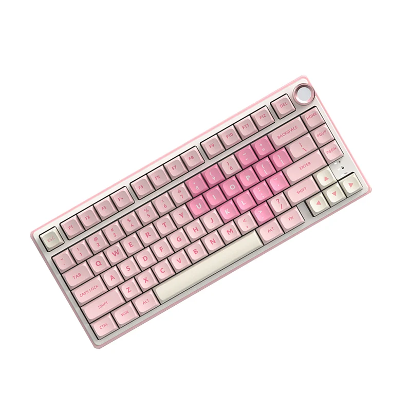 Royal Kludge R75 QMK Single-Mode RGB 81 Keys Hot-Swappable Mechanical Keyboard Pink Melody (Cream, Beige Switch)
