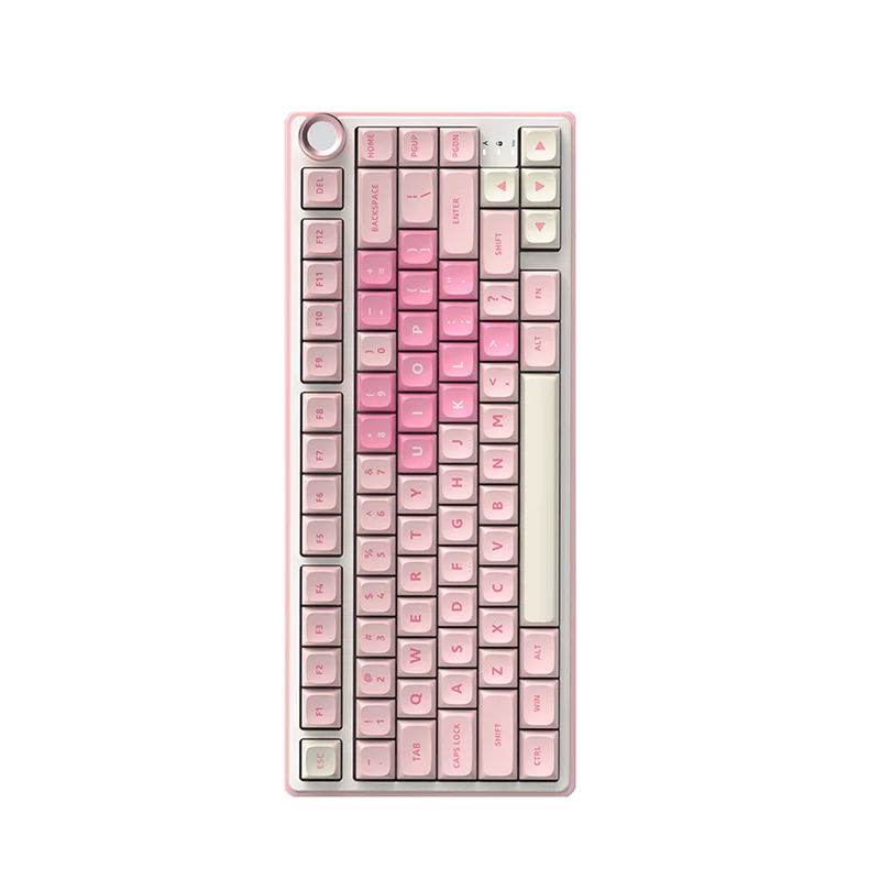 Royal Kludge R75 QMK Single-Mode RGB 81 Keys Hot-Swappable Mechanical Keyboard Pink Melody (Cream, Beige Switch)