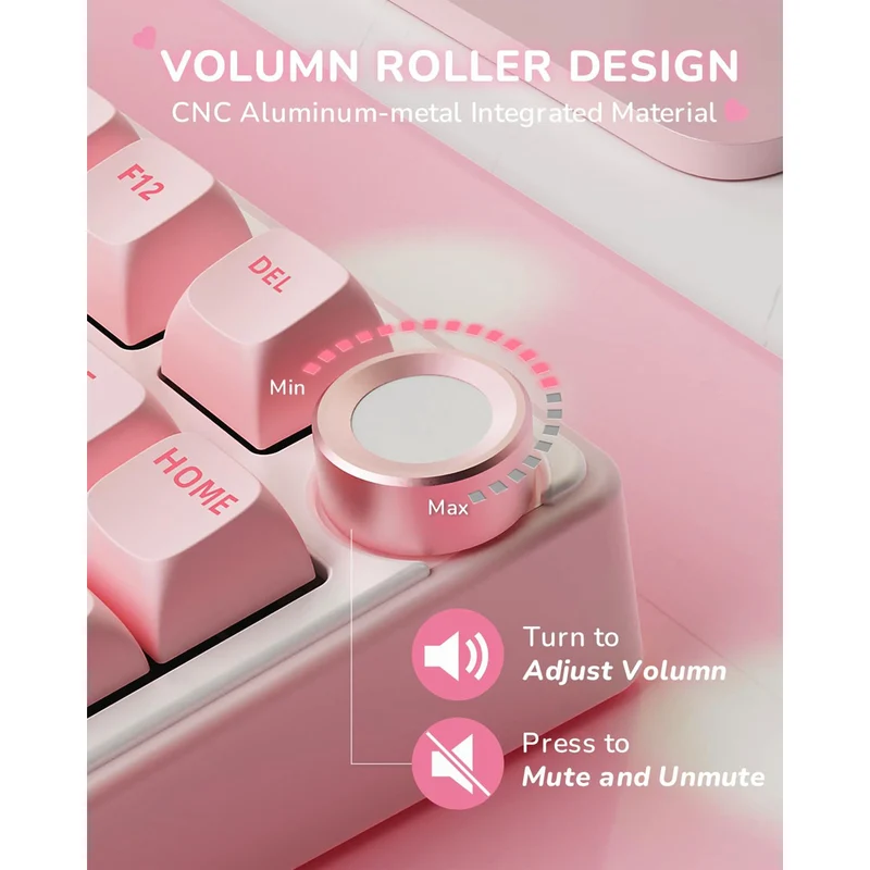 Royal Kludge R75 QMK Single-Mode RGB 81 Keys Hot-Swappable Mechanical Keyboard Pink Melody (Cream, Beige Switch)