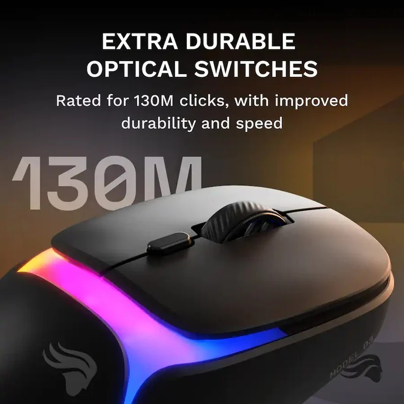 Glorious Model O3 8K Polling Ultralight RGB Wireless Gaming Mouse (Black, White) (GLO-O3-WL-BLK, GLO-O3-WL-WHT)