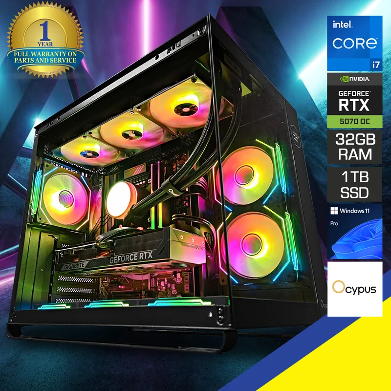 Sophos Iota C70 Black Desktop Gaming PC | Intel i7 14700F | 32GB RAM | 1TB SSD | RTX 5070 OC | Windows 11 Pro