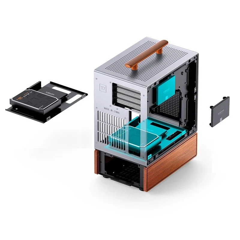 Jonsbo T7 M-ATX Separated Cabinet Computer Case (Black, Silver)