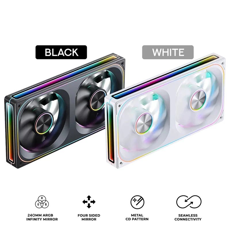 Jonsbo ZA-240 240mm ARGB Infinity Mirror Series Fan (Black, White) (ZA-240B, ZA-240W)