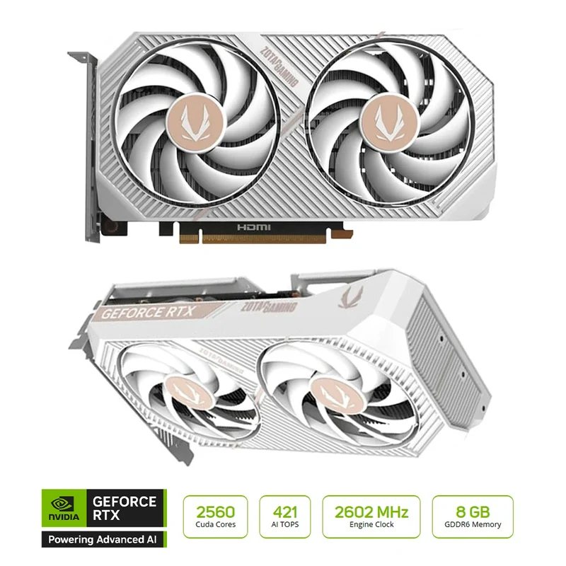 Zotac Gaming GeForce RTX 5050 8GB Twin Edge OC GDDR6 Graphics Card (White) (ZT-B50500Q-10M)