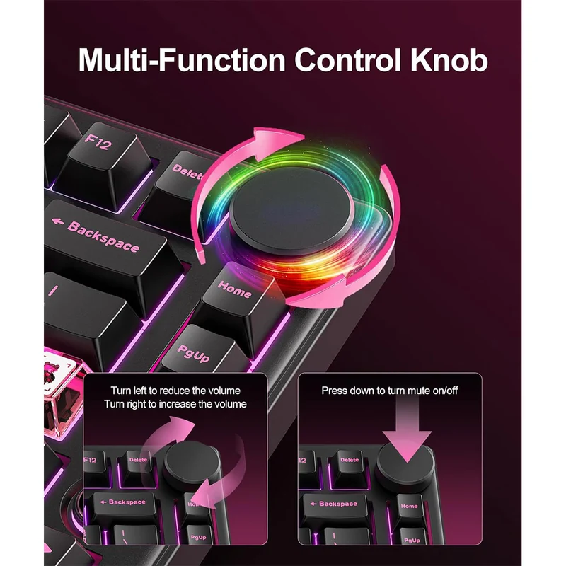 Onikuma MT706 Tri-Mode RGB 81 Keys Mechanical Keyboard with Knob (Black)