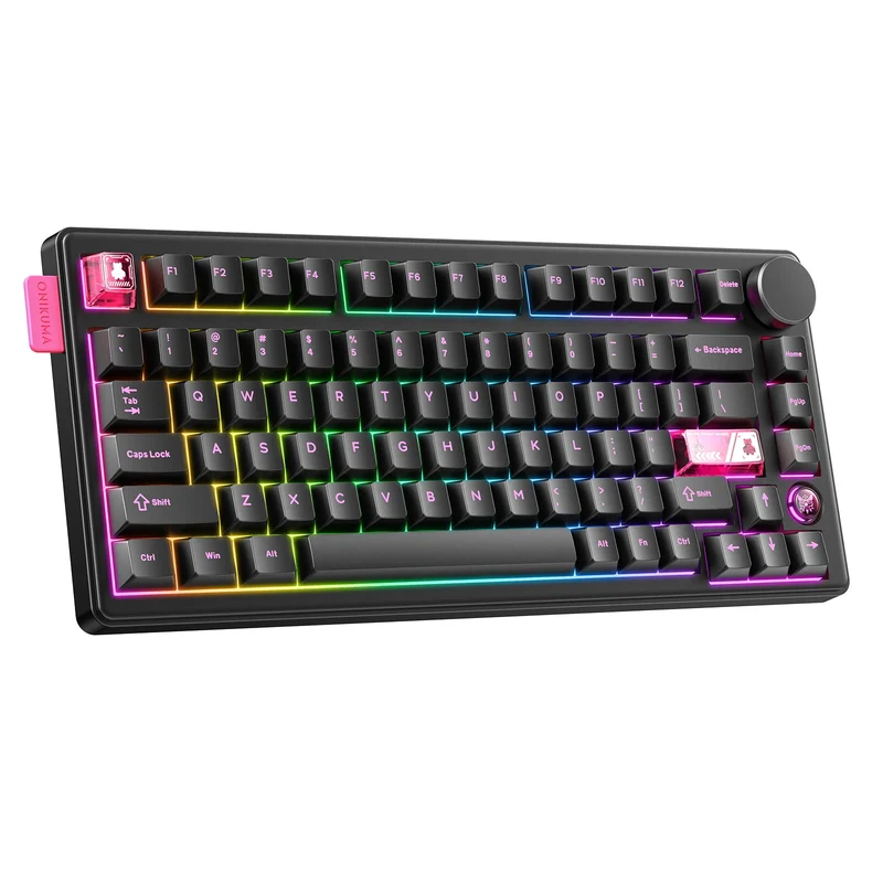 Onikuma MT706 Tri-Mode RGB 81 Keys Mechanical Keyboard with Knob (Black)