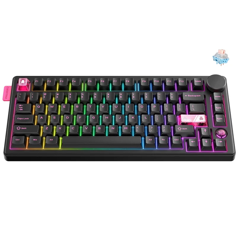 Onikuma MT706 Tri-Mode RGB 81 Keys Mechanical Keyboard with Knob (Black)
