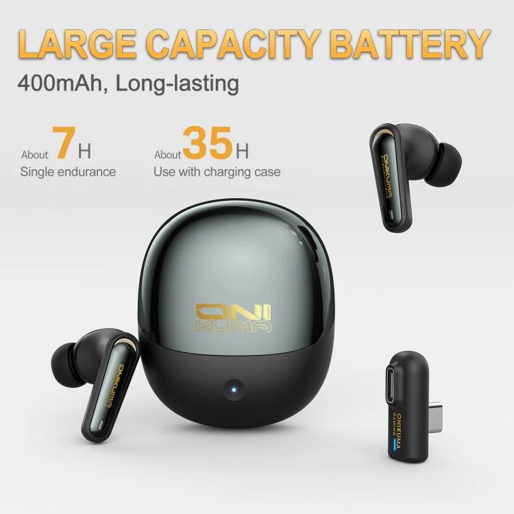 Onikuma TX610 Dual Mode Gaming Earbuds with ANC + ENC (Black, Off-White)