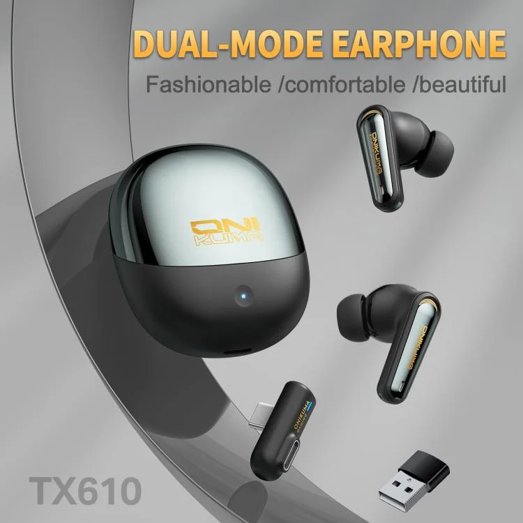 Onikuma TX610 Dual Mode Gaming Earbuds with ANC + ENC (Black, Off-White)