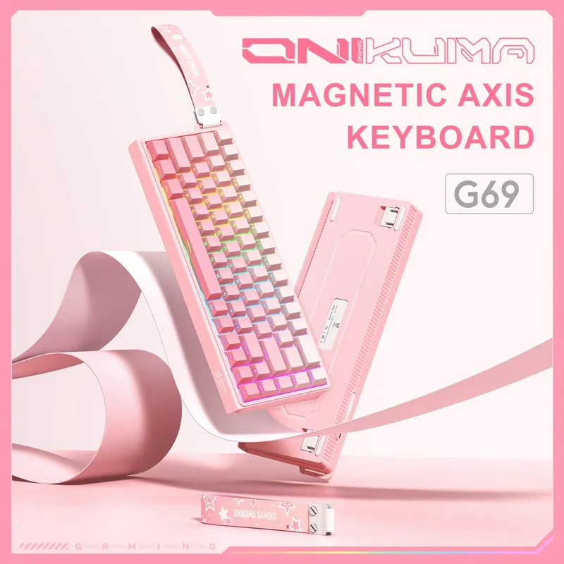 Onikuma G69 68 Keys RGB Wired Magnetic Switch Keyboard (Pink)
