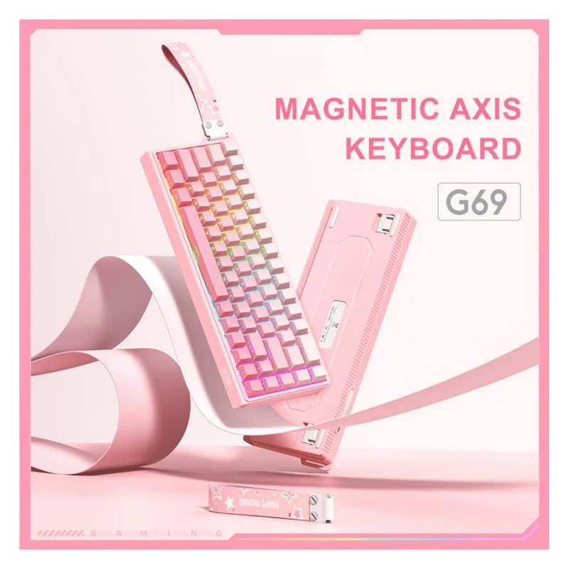 Onikuma G69 68 Keys RGB Wired Magnetic Switch Keyboard (Pink)
