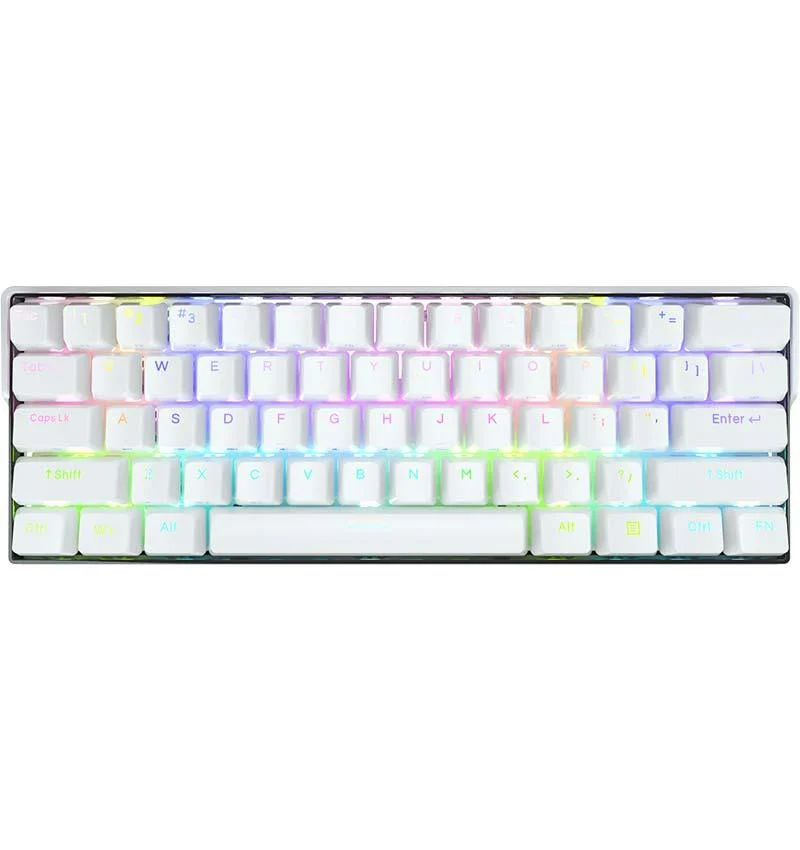 Kemove DK61 Snowfox White Hot-Swappable RGB Backlit Wired/Bluetooth Mechanical Keyboard (Gateron Blue Switch)