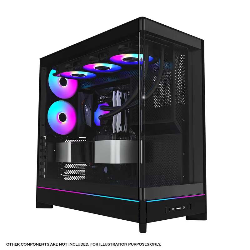 Montech HS02 Pro ATX Mid-Tower Curved Glass Front & TG Side Panel PC Case (Black, White)