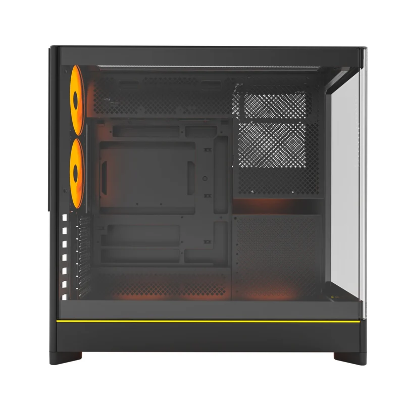 Montech HS02 Pro ATX Mid-Tower Curved Glass Front & TG Side Panel PC Case (Black, White)