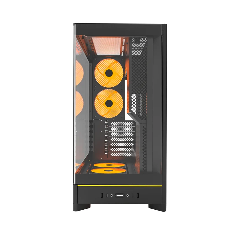 Montech HS02 Pro ATX Mid-Tower Curved Glass Front & TG Side Panel PC Case (Black, White)
