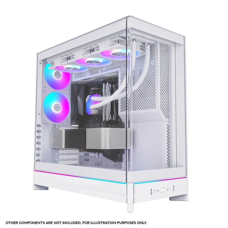 Montech HS02 Pro ATX Mid-Tower Curved Glass Front & TG Side Panel PC Case (Black, White)