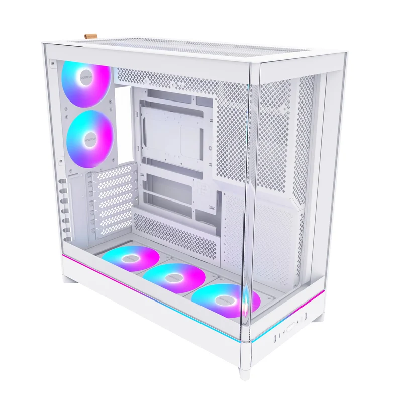 Montech HS02 Pro ATX Mid-Tower Curved Glass Front & TG Side Panel PC Case (Black, White)