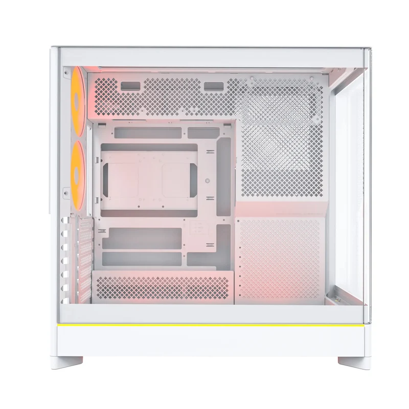 Montech HS02 Pro ATX Mid-Tower Curved Glass Front & TG Side Panel PC Case (Black, White)