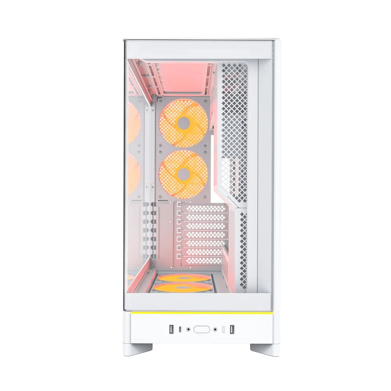 Montech HS02 Pro ATX Mid-Tower Curved Glass Front & TG Side Panel PC Case (Black, White)