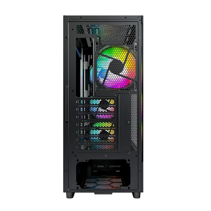 Montech X5 ATX Mid-Tower Carbon Fiber Print TG Side Panel & Mesh Front PC Case (Black, White)