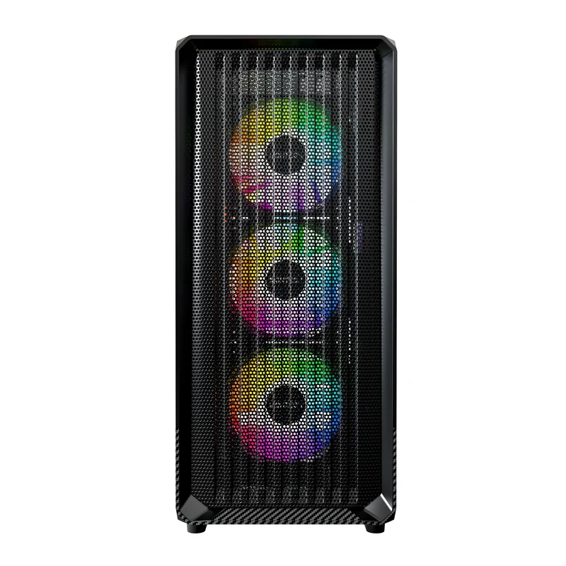 Montech X5 ATX Mid-Tower Carbon Fiber Print TG Side Panel & Mesh Front PC Case (Black, White)