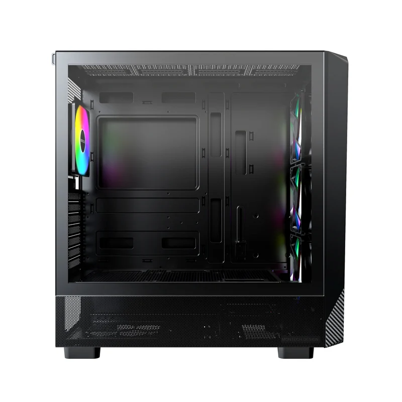 Montech X5 ATX Mid-Tower Carbon Fiber Print TG Side Panel & Mesh Front PC Case (Black, White)
