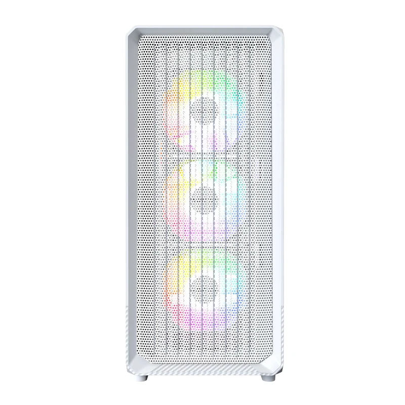 Montech X5 ATX Mid-Tower Carbon Fiber Print TG Side Panel & Mesh Front PC Case (Black, White)