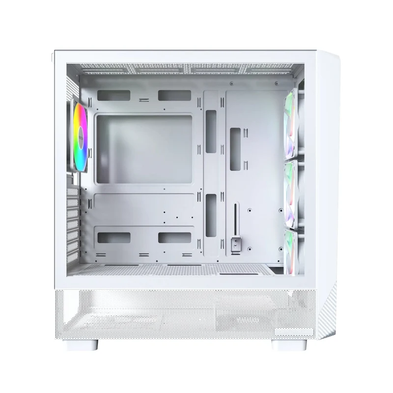 Montech X5 ATX Mid-Tower Carbon Fiber Print TG Side Panel & Mesh Front PC Case (Black, White)