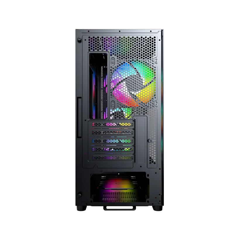 Montech X5M mATX Mid-Tower Carbon Fiber Print TG Side Panel & Mesh Front PC Case (Black, White)