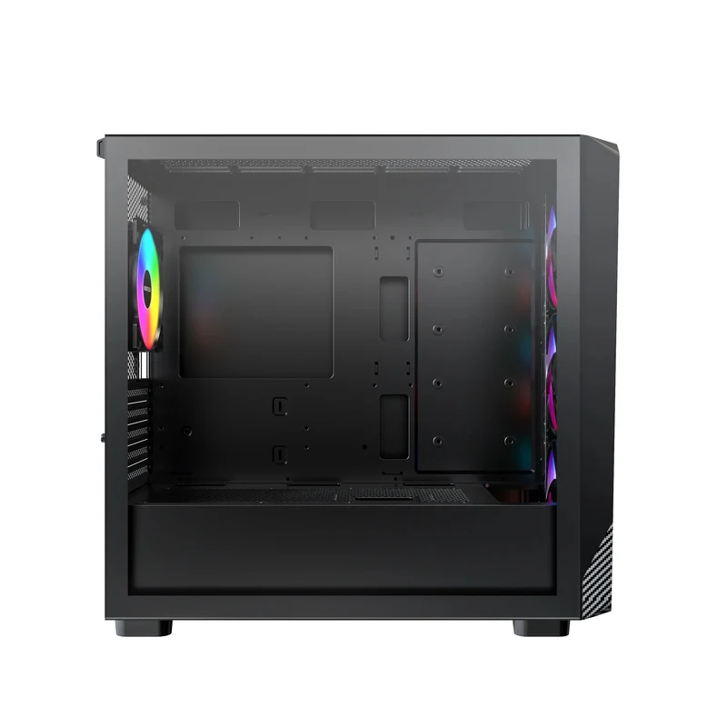 Montech X5M mATX Mid-Tower Carbon Fiber Print TG Side Panel & Mesh Front PC Case (Black, White)