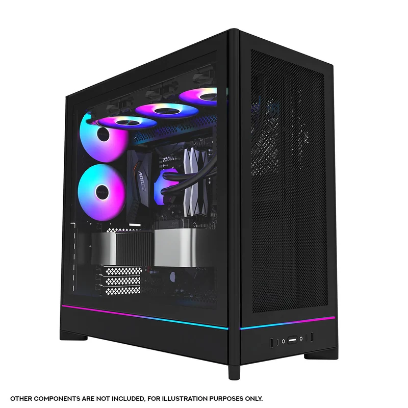 Montech HS01 Pro ATX Mid-Tower Mesh Front & TG Side Panel PC Case (Black, White)