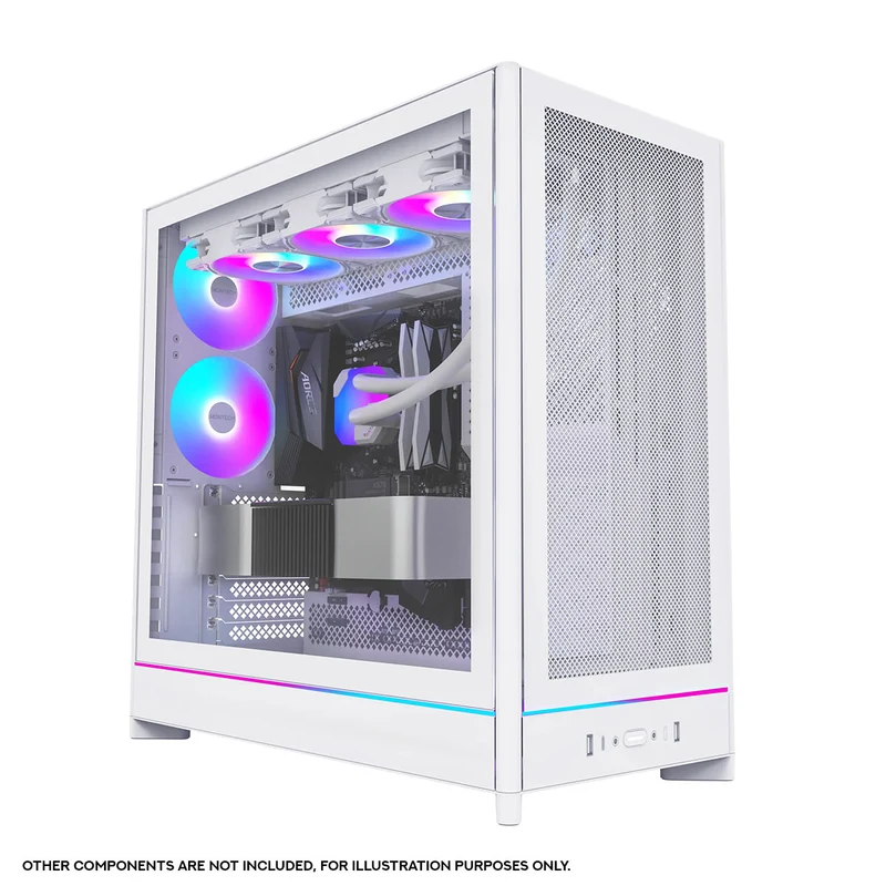Montech HS01 Pro ATX Mid-Tower Mesh Front & TG Side Panel PC Case (Black, White)