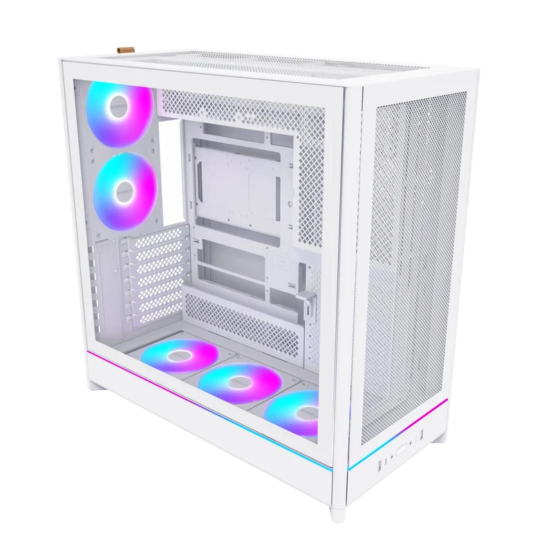 Montech HS01 Pro ATX Mid-Tower Mesh Front & TG Side Panel PC Case (Black, White)