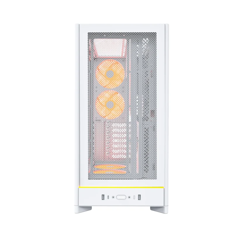 Montech HS01 Pro ATX Mid-Tower Mesh Front & TG Side Panel PC Case (Black, White)
