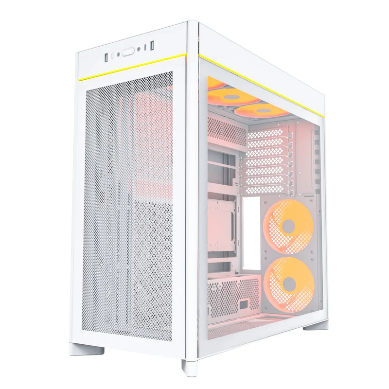 Montech HS01 Pro ATX Mid-Tower Mesh Front & TG Side Panel PC Case (Black, White)