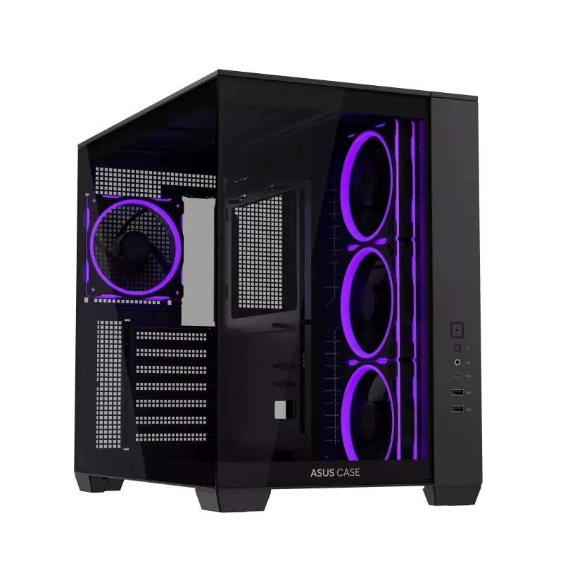 Asus A32 Plus Tempered Glass Panel ATX PC Case with 4 Pre-Installed ARGB Fans (Black, White)