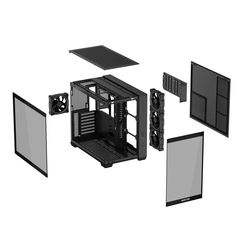 Asus A32 Plus Tempered Glass Panel ATX PC Case with 4 Pre-Installed ARGB Fans (Black, White)