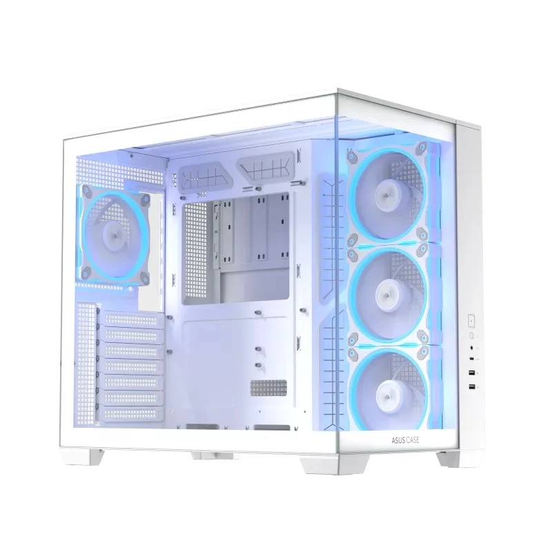 Asus A32 Plus Tempered Glass Panel ATX PC Case with 4 Pre-Installed ARGB Fans (Black, White)