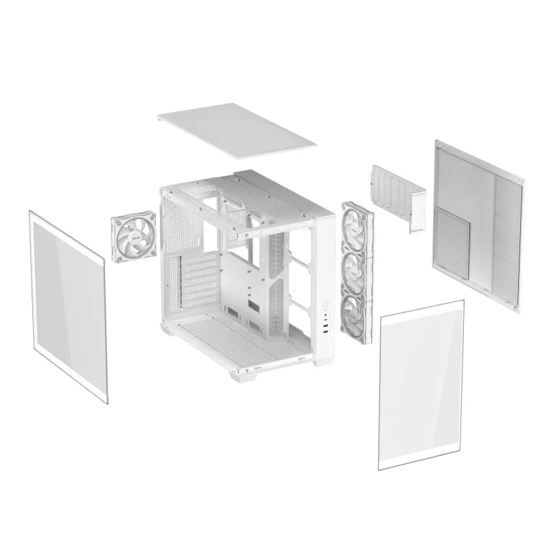 Asus A32 Plus Tempered Glass Panel ATX PC Case with 4 Pre-Installed ARGB Fans (Black, White)