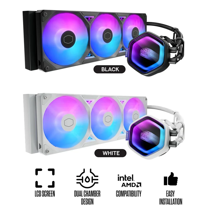 Cooler Master MasterLiquid Atmos II 360 LCD ARGB CPU Cooler (Black, White)