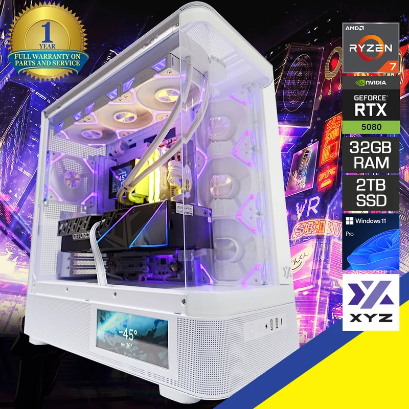 Ultra Quantum White Desktop Gaming PC | AMD Ryzen 7 9800X3D | 32GB RAM | 2TB SSD | RTX 5080 | Windows 11 Pro