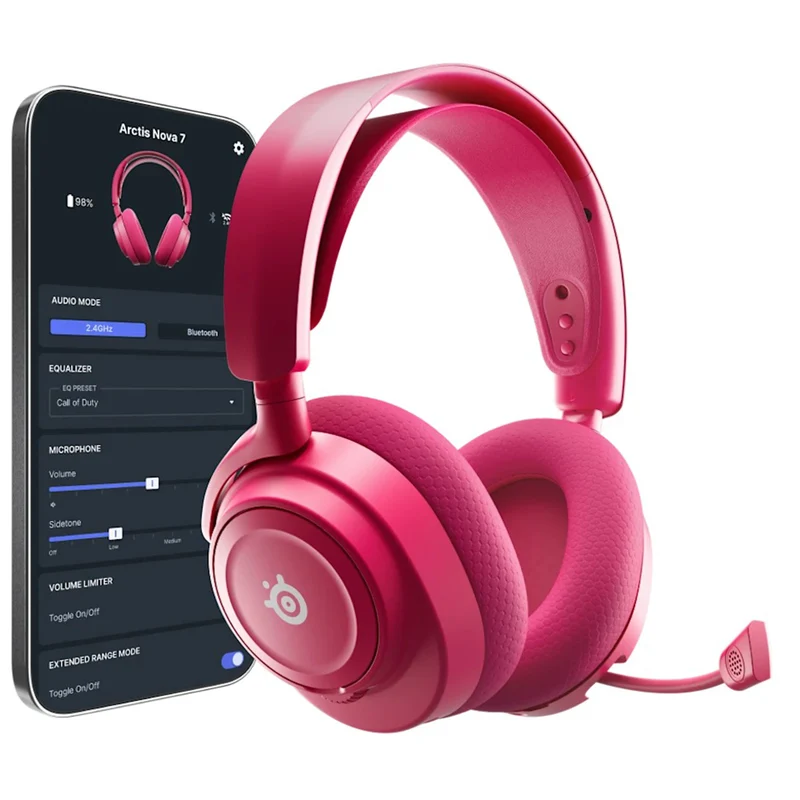 SteelSeries Arctis Nova 7P Gen 2 Wireless Gaming Headset for Playstation (White, Magenta, Black)