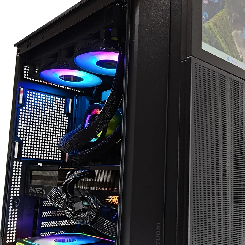 Optima D41 with DS8 Display Black Desktop Gaming PC | AMD Ryzen 7 7800X3D | 32GB RAM | 1TB SSD | RX 9070 XT | Windows 11 Pro