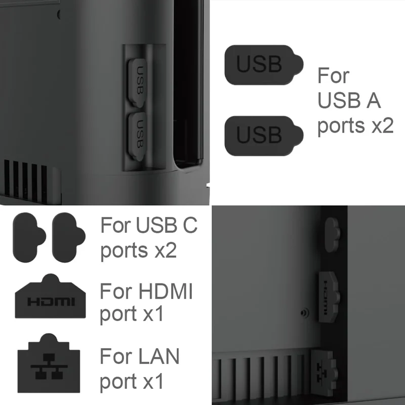 Ipega 6 in 1 Silicone Dust-proof Cover and Plugs for Nintendo Switch 2 (Black) (PG-SW2120)