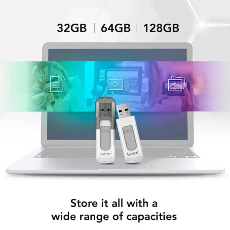 Lexar JumpDrive V100 128GB USB 3.2 Gen 1 100MB/s Read Flash Drive (LJDV100-128ABGY)